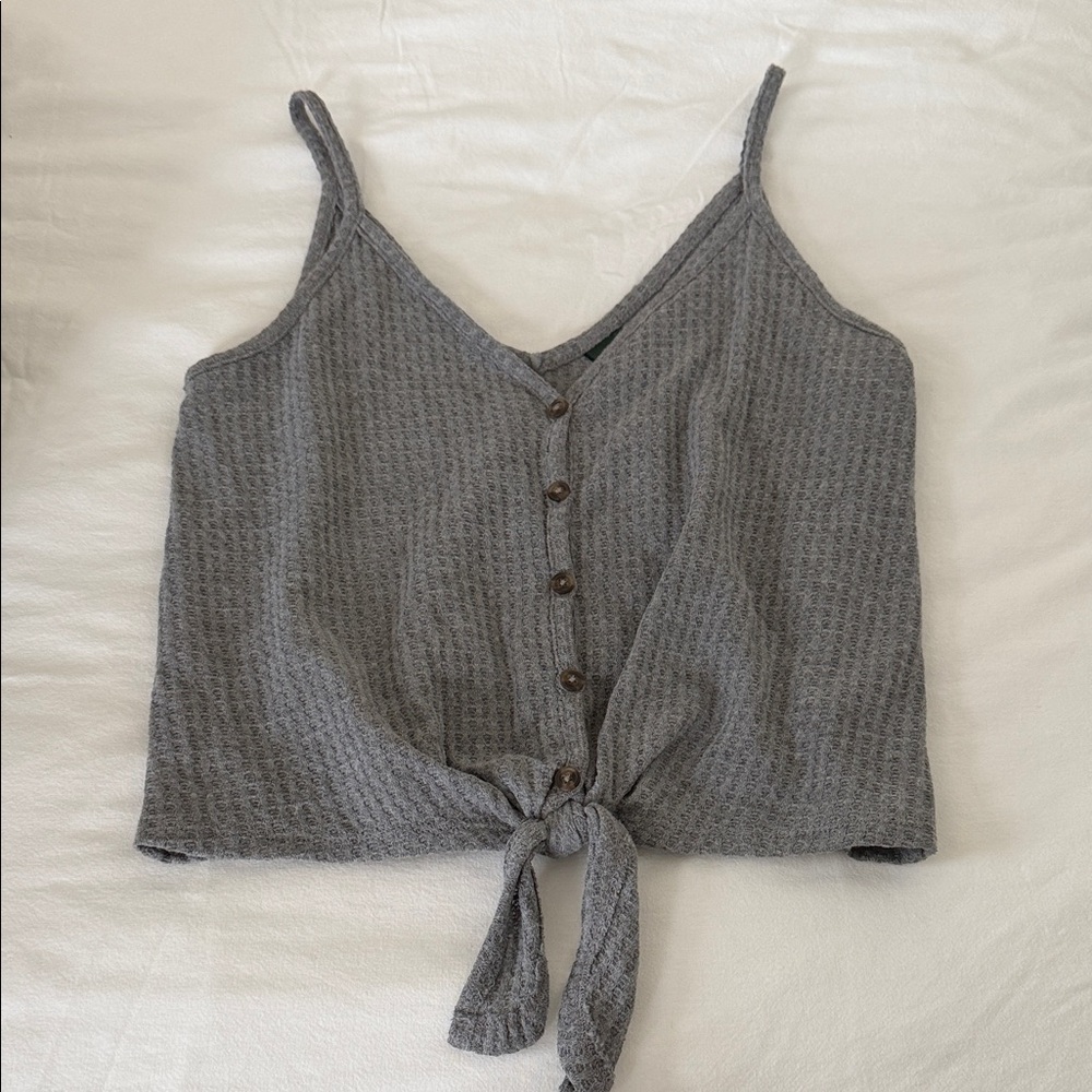 Wild Fable Gray Buttoned Tie-Front Camisole